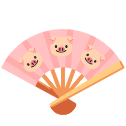 folding hand fan and pig face