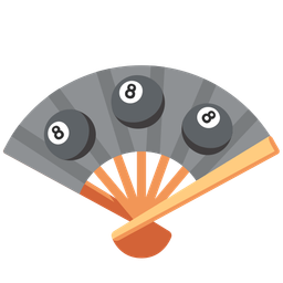folding hand fan and pool 8 ball