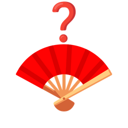 folding hand fan and red question mark