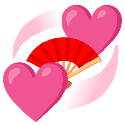 folding hand fan and revolving hearts