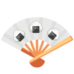 folding hand fan and rice ball