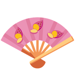 folding hand fan and roasted sweet potato