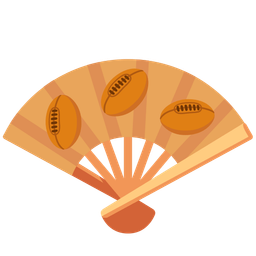 folding hand fan and rugby football