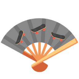 folding hand fan and skateboard