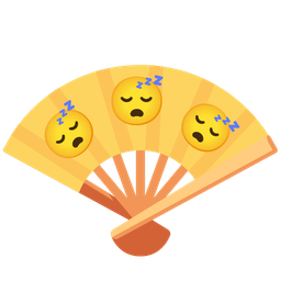 folding hand fan and sleeping face