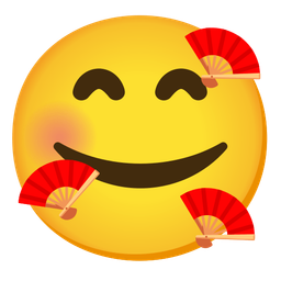 Folding hand fan and Smiling face with hearts