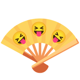 Folding hand fan and Squinting face with tongue