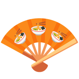 folding hand fan and steaming bowl