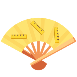 folding hand fan and straight ruler