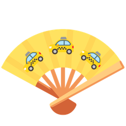 folding hand fan and taxi