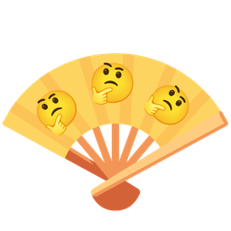 folding hand fan and thinking face