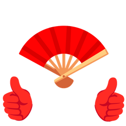 folding hand fan and thumbs up