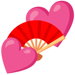 folding hand fan and two hearts