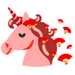 folding hand fan and unicorn