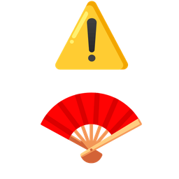 folding hand fan and warning