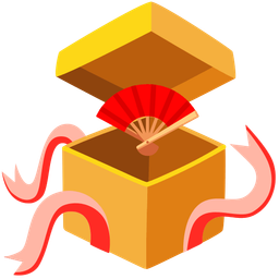 folding hand fan and wrapped gift