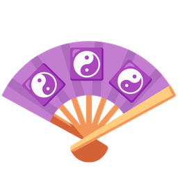 folding hand fan and yin yang