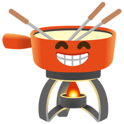 Fondue and Beaming face with smiling eyes