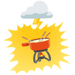 fondue and cloud with lightning