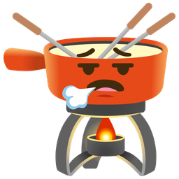 fondue and face exhaling