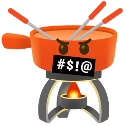 fondue and face with symbols on mouth