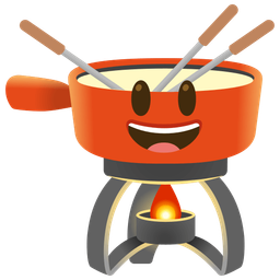 Fondue and Grinning face with big eyes