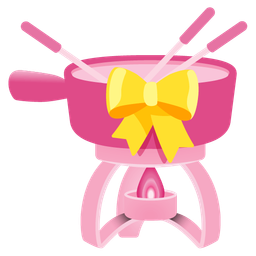 fondue and heart with ribbon