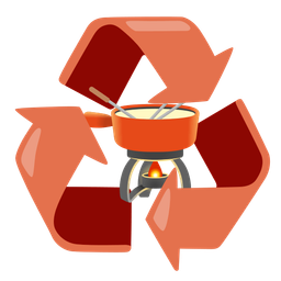 fondue and recycling symbol