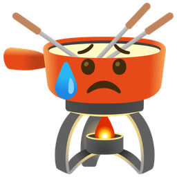 fondue and sad but relieved face