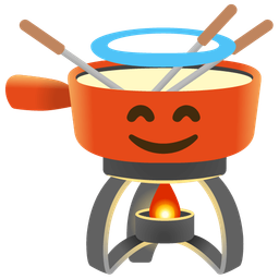 Fondue and Smiling face with halo