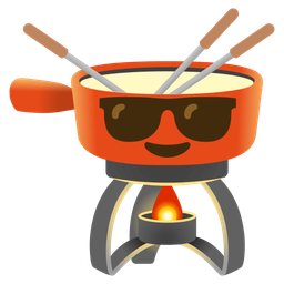 fondue and smiling face with sunglasses