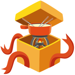 fondue and wrapped gift