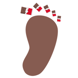 footprints and chocolate bar