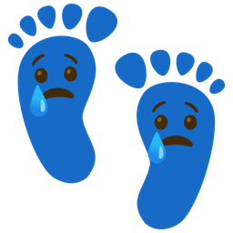 Footprints and Crying face