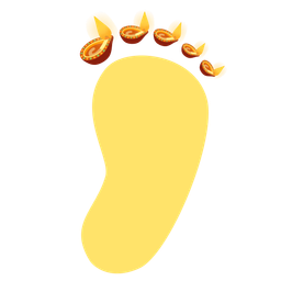 Footprints and Diya lamp