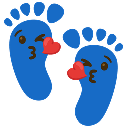 Footprints and Face blowing a kiss