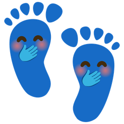 Footprints and Face with hand over mouth