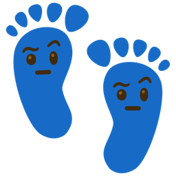 Footprints and Face with raised eyebrow