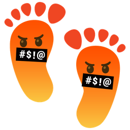 Footprints and Face with symbols on mouth