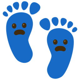 Footprints and Frowning face with open mouth