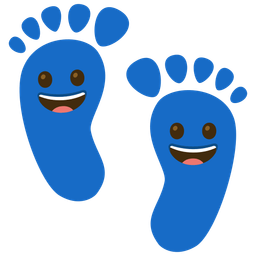 Footprints and Grinning face