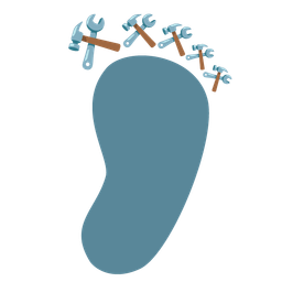 Footprints and Hammer and wrench