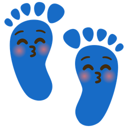 Footprints and Kissing face with closed eyes