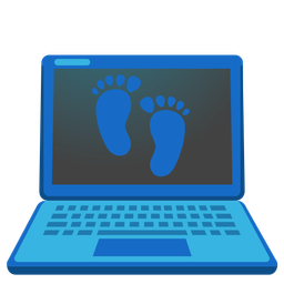 footprints and laptop