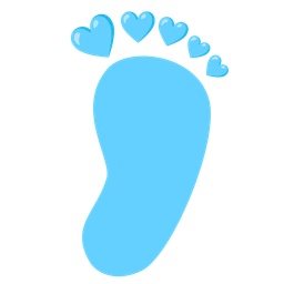 footprints and light blue heart