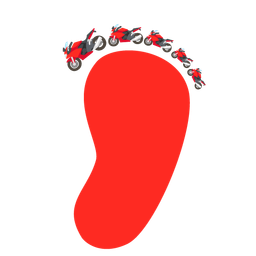 footprints and motorcycle