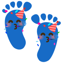 Footprints and Partying face