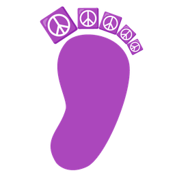 footprints and peace symbol