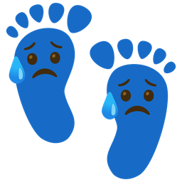 Footprints and Sad but relieved face