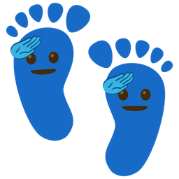 Footprints and Saluting face